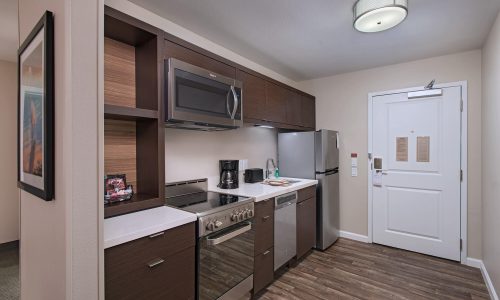 Kitchen area of suite at TownePlace Suites Lakeland