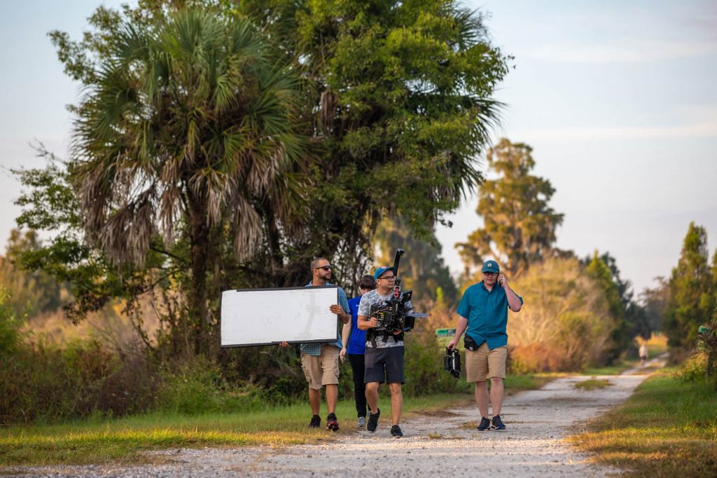 Indie Atlantic film crew on a nature path at Circle B Bar Reserve in Lakeland, FL