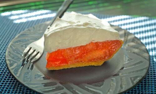 slice of Mary Lang's grapefruit pie at Taste of Florida Cafe in Lake Alfred, FL