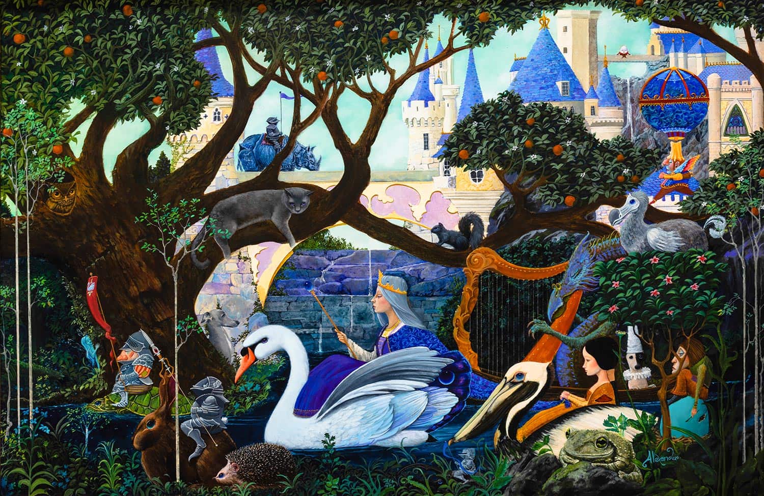 R.L. Alexander, 'Procession of the Swan Queen,' Oil on panel, 2021 Mayfaire by-the-Lake Featured Image